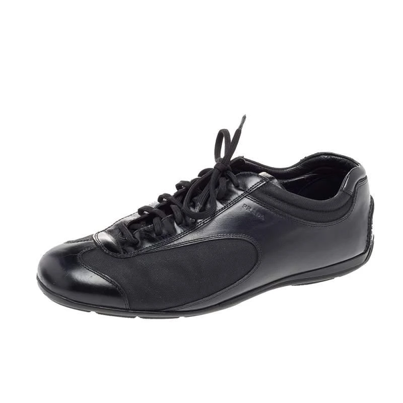 商品[二手商品] Prada|Prada Sport Black Leather And Nylon Low Top Sneakers Size 42,价格¥1864,第1张图片