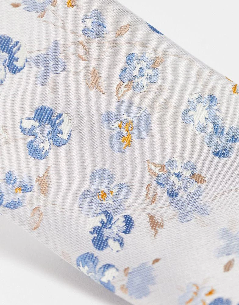 商品ASOS|ASOS DESIGN slim tie in silver and blue floral,价格¥59,第2张图片详细描述