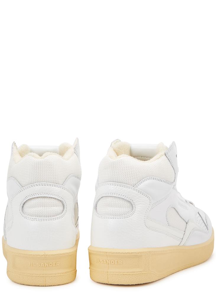 White panelled leather high-top sneakers商品第3张图片规格展示