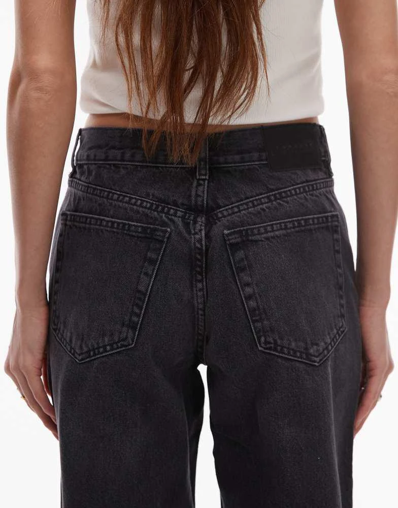 商品Topshop|Topshop Runway mid rise straight jean in washed black,价格¥476,第4张图片详细描述
