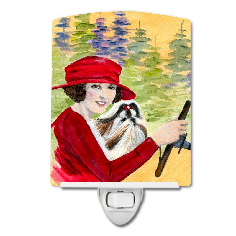 商品Caroline's Treasures|Lady driving with her Shih Tzu Ceramic Night Light,价格¥204,第1张图片