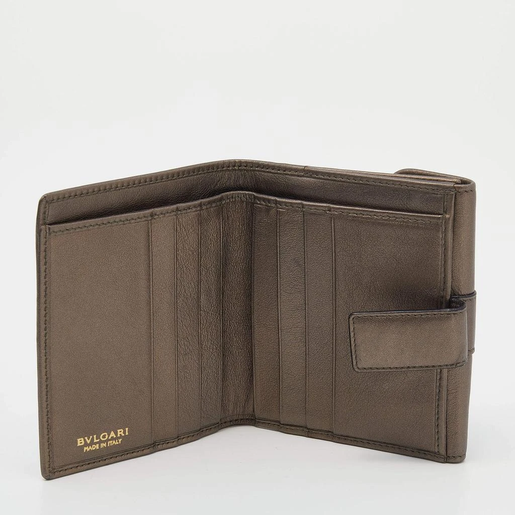 商品[二手商品] BVLGARI|Bvlgari Metallic Brown Leather Double Ring Flap Compact Wallet,价格¥840,第2张图片详细描述