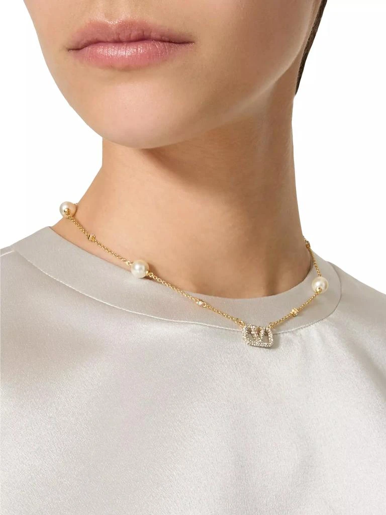 商品Valentino|VLogo Signature Metal Necklace with Swarovski® Crystals and Pearls,价格¥7418,第5张图片详细描述