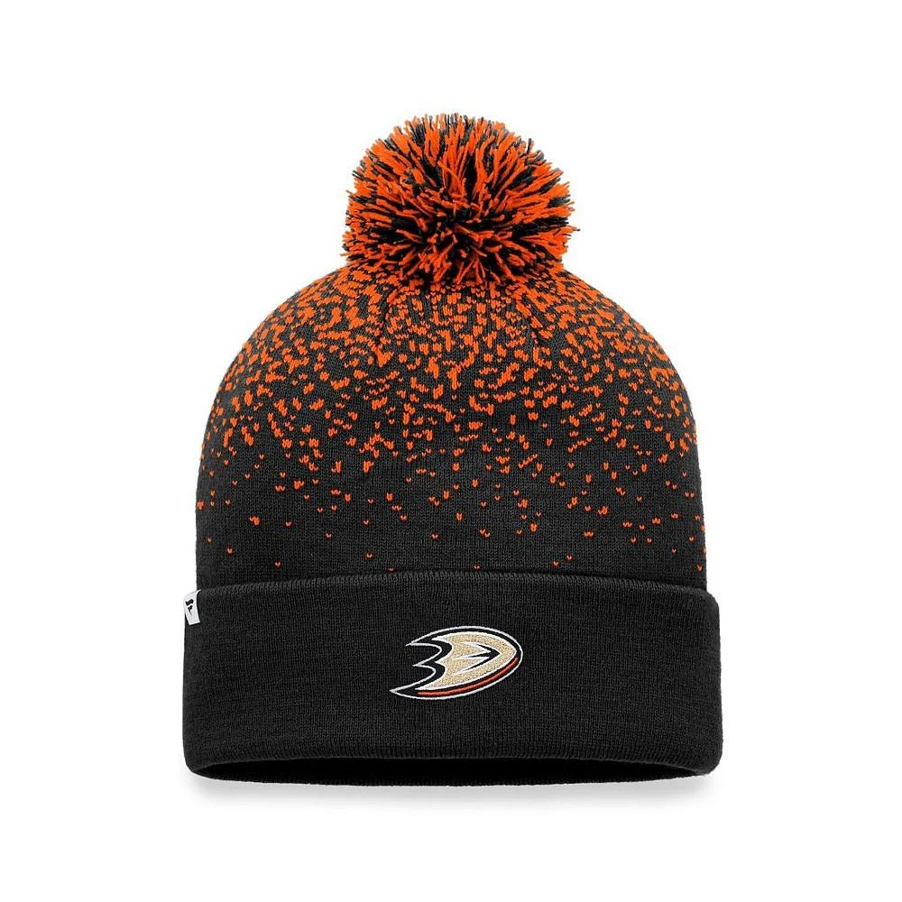 商品Fanatics|Men's Branded Black Anaheim Ducks Iconic Gradient Cuffed Knit Hat with Pom,价格¥197,第2张图片详细描述