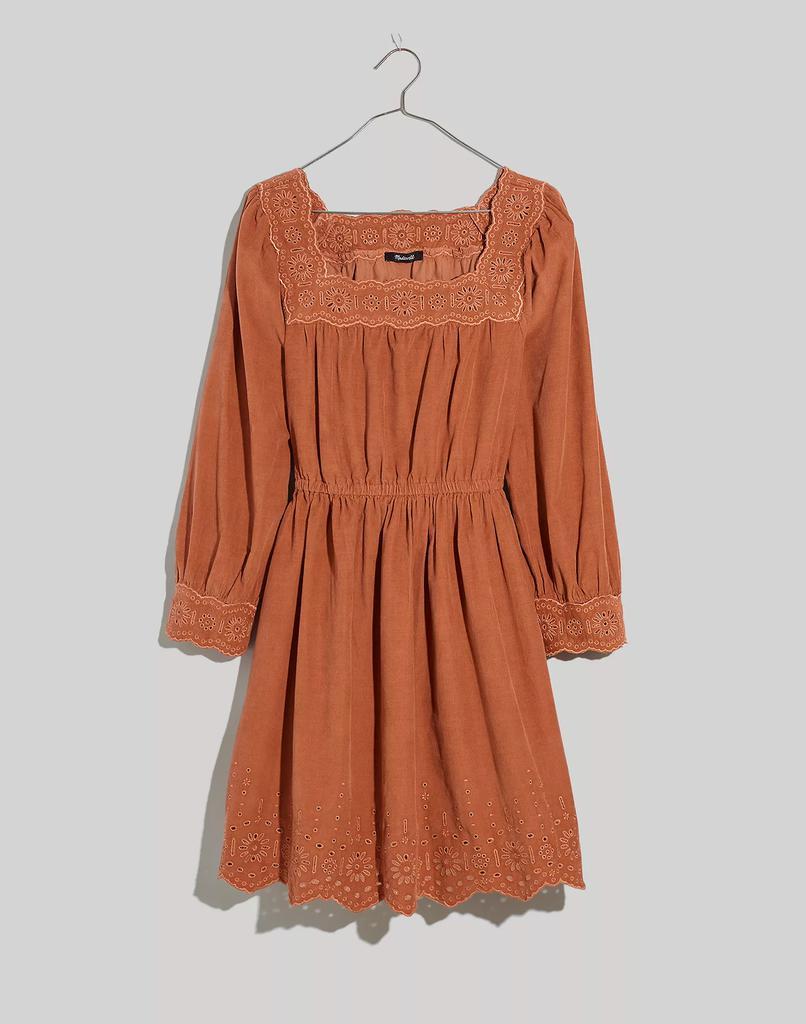 商品Madewell|Petite Embroidered Corduroy Square-Neck Mini Dress,价格¥349,第7张图片详细描述