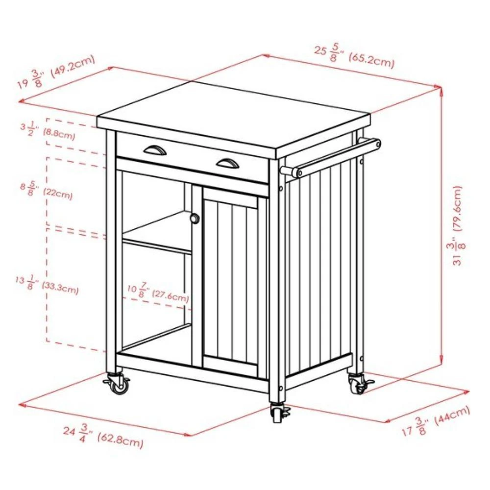 商品Hivvago|Kitchen Cart Black,价格¥2857,第3张图片详细描述