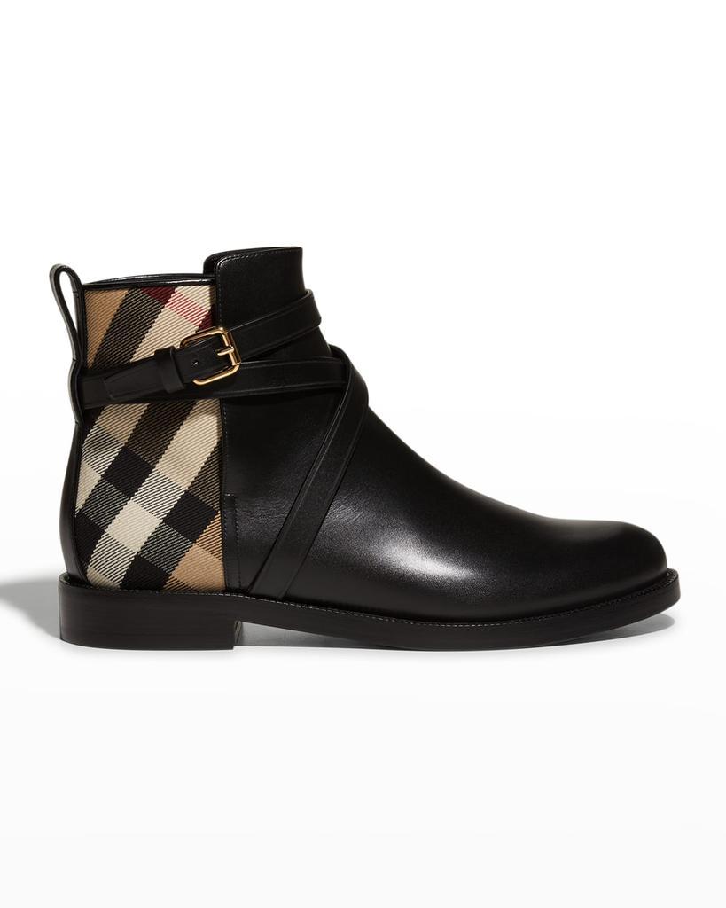 商品Burberry|Pryle Equestrian Check Ankle Booties,价格¥6400,第1张图片