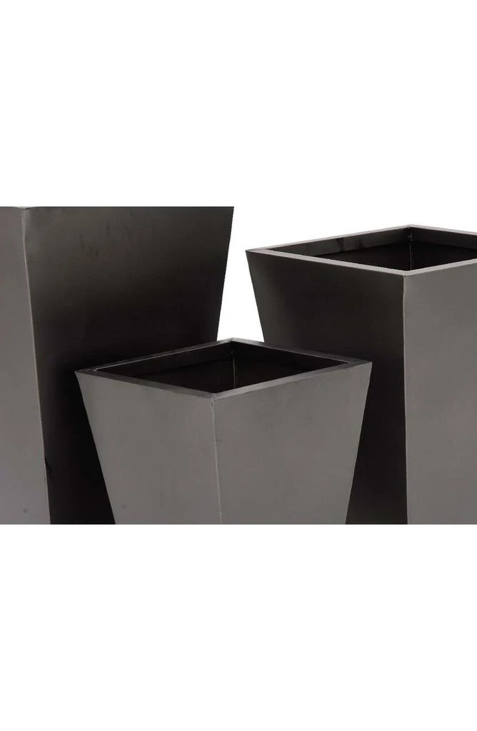 商品WILLOW ROW|Black Metal Contemporary Planter with Tapered Base & Polished Exterior - Set of 3,价格¥1141,第2张图片详细描述