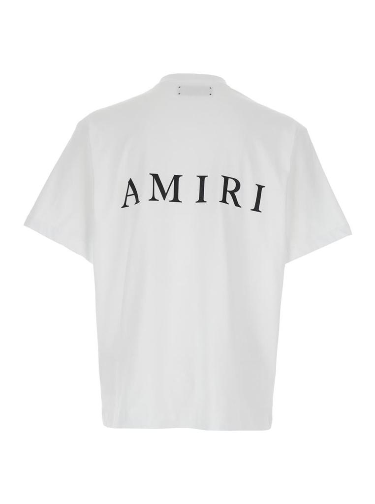 White Crewneck T-Shirt With Logo Print On The Front And Logo