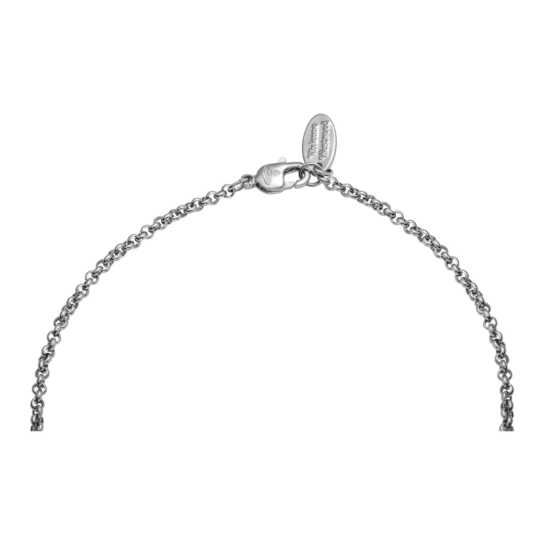 商品[国内直发] Vivienne Westwood|西太后New tiny Orb 中号透明土星紫球吊坠 水钻 项链 女款 银色/紫色,价格¥2508,第5张图片详细描述