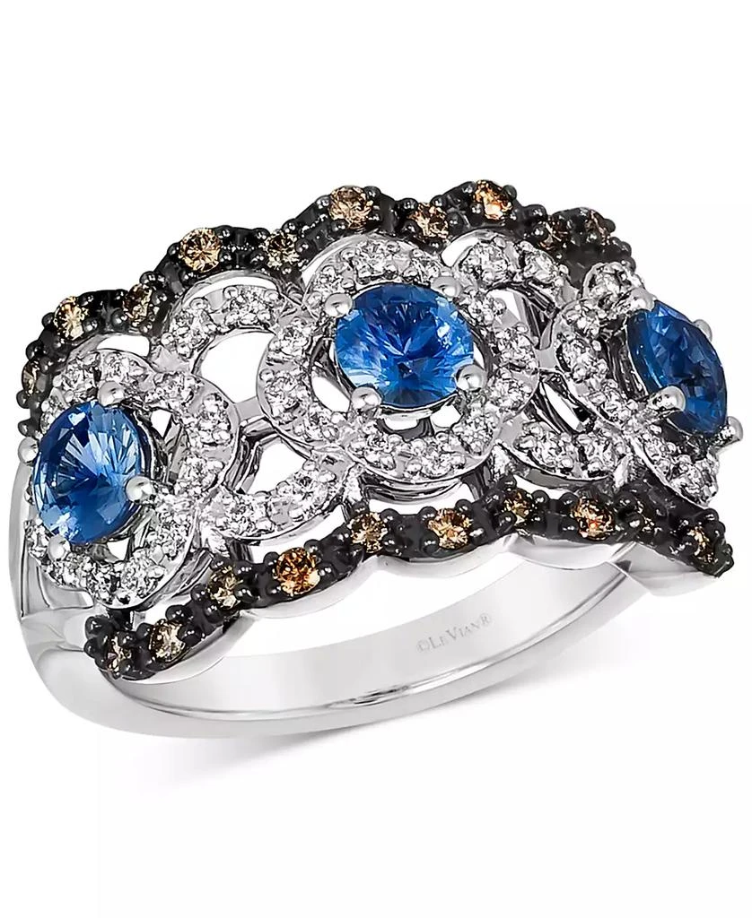 商品Le Vian|Sapphire (1-1/20 ct. t.w.) & Diamond (1/2 ct. t.w.) Openwork Statement Ring in 14k White Gold,价格¥15588,第1张图片