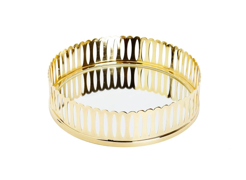 商品Classic Touch Decor|Round Mirror Tray Gold Design - 13.75"D,价格¥658,第1张图片