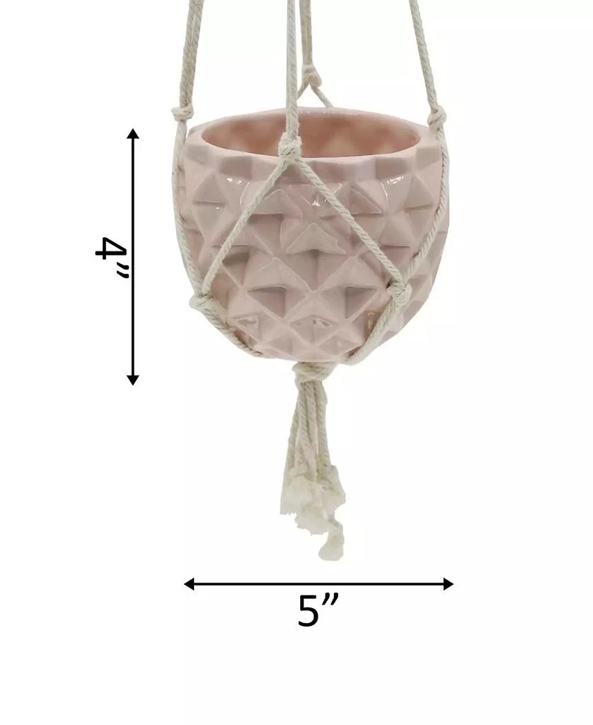 商品Flora Bunda|Ceramic Macrame Hanging Planter, 5" x 5",价格¥294,第3张图片详细描述