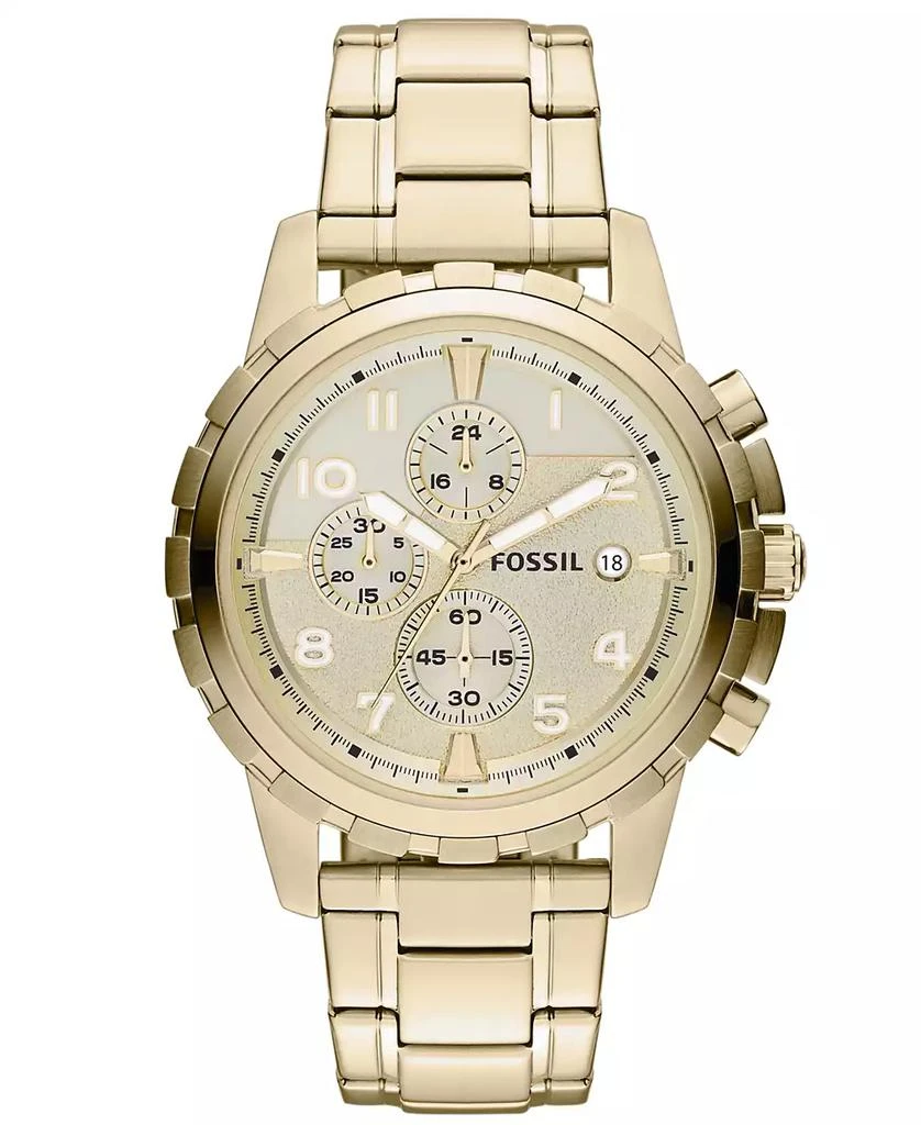 商品Fossil|Men's Chronograph Dean Gold-Tone Stainless Steel Bracelet Watch 45mm,价格¥675,第1张图片