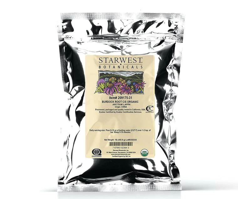 商品Starwest Botanicals|Starwest Botanicals Organic Burdock Root Cut And Sifted, 1 Lb,价格¥96,第1张图片