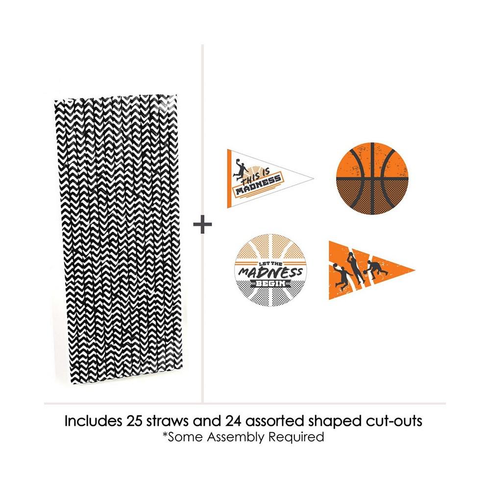 Basketball - Let The Madness Begin - Paper Straw Decor - College Basketball Party Striped Decorative Straws - Set of 24商品第2张图片规格展示