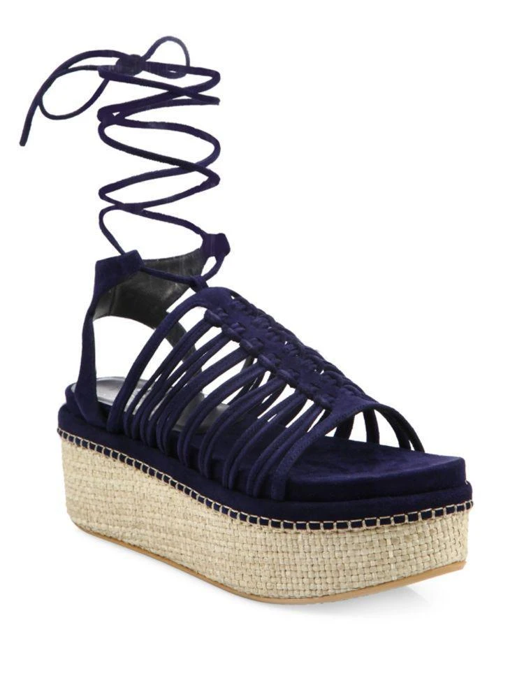 商品Stuart Weitzman|Knotagain Suede Caged Platform Wedge Sandals,价格¥1526,第1张图片