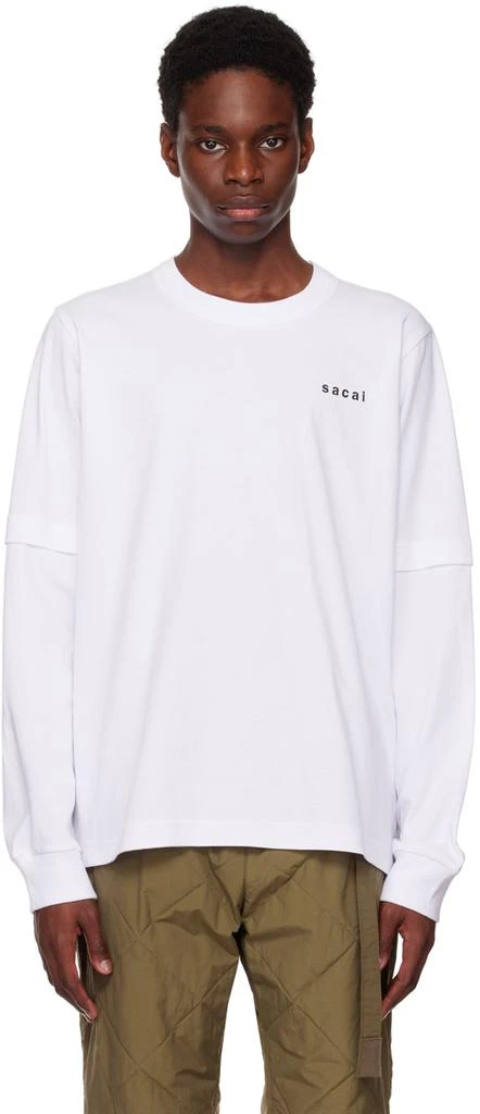 商品Sacai|白色 Again & Again & Again 长袖 T 恤,价格¥1743,第1张图片