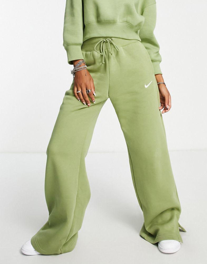 Nike mini swoosh high rise wide leg joggers in alligator green商品第3张图片规格展示