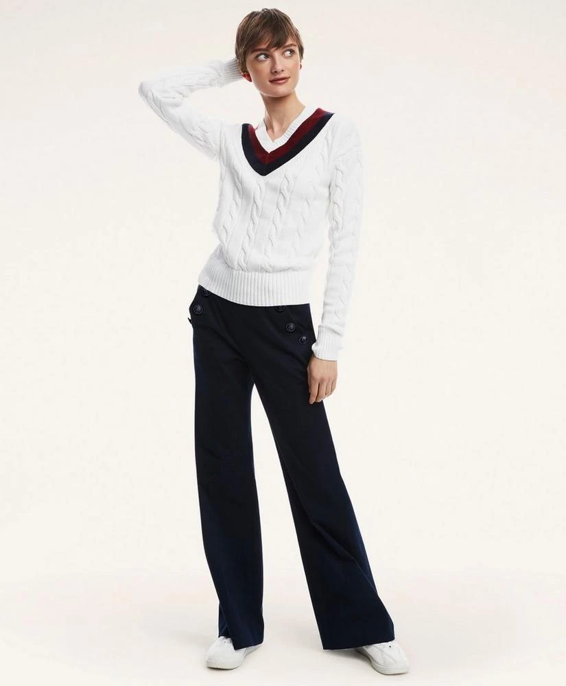 商品Brooks Brothers|Stretch Cotton Nautical Wide Leg Sailor Pants,价格¥973,第1张图片