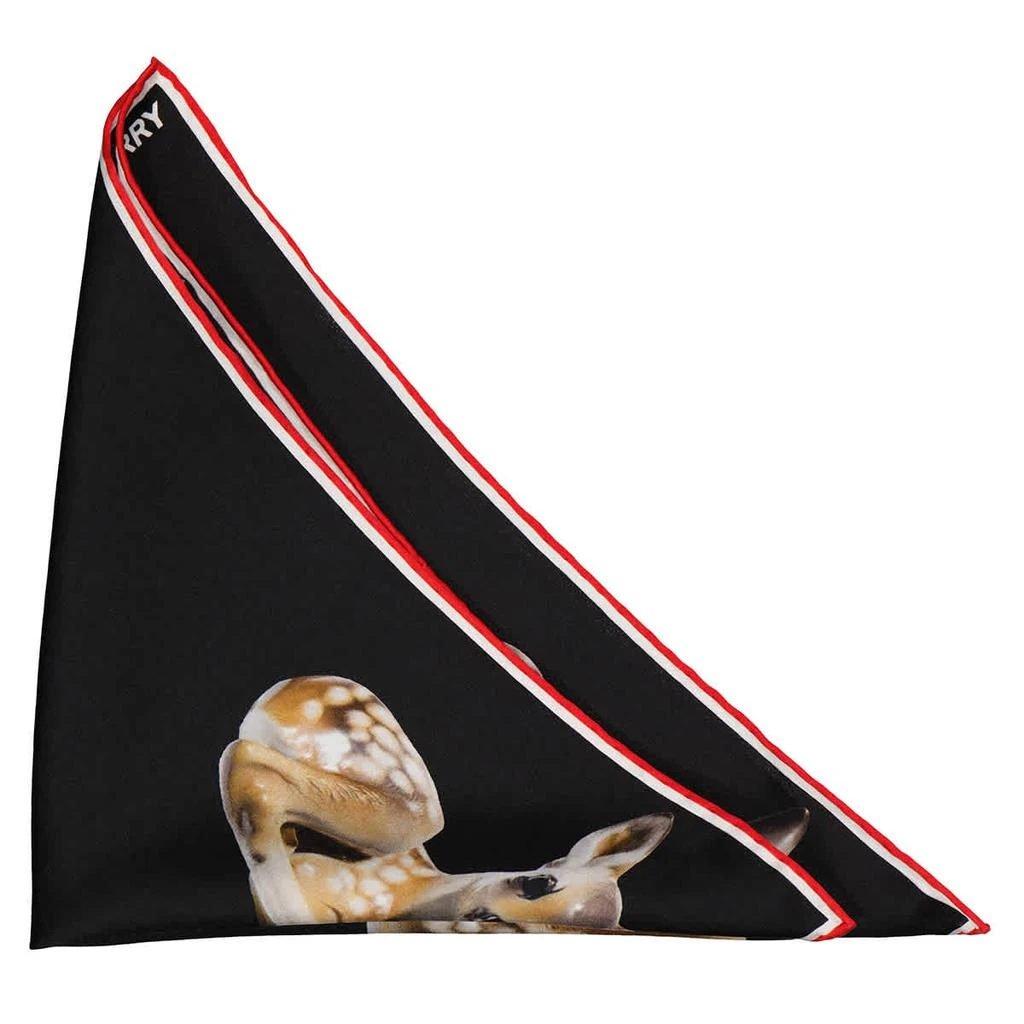 商品Burberry|Burberry Mens Black Edwards Deer Motif Silk Pocket Square,价格¥591,第2张图片详细描述