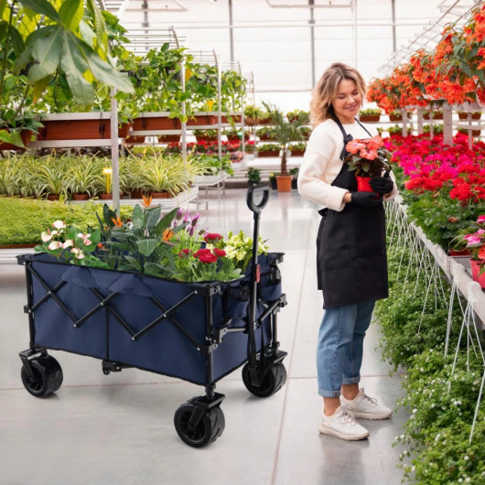 商品Hivvago|Folding Utility Garden Cart with Wide Wheels and Adjustable Handle-Black,价格¥1548,第1张图片