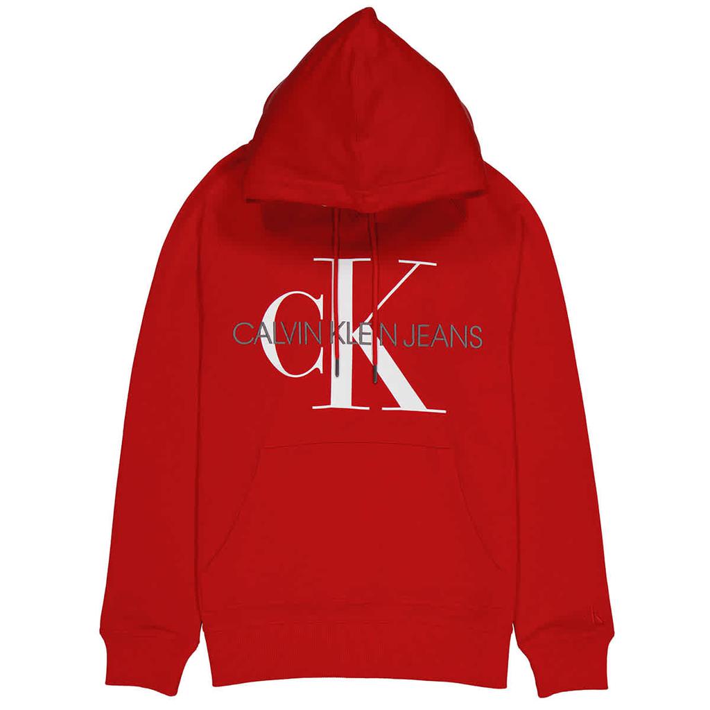 Calvin Klein Mens Red Monogram Hoodie, Size Small商品第1张图片规格展示