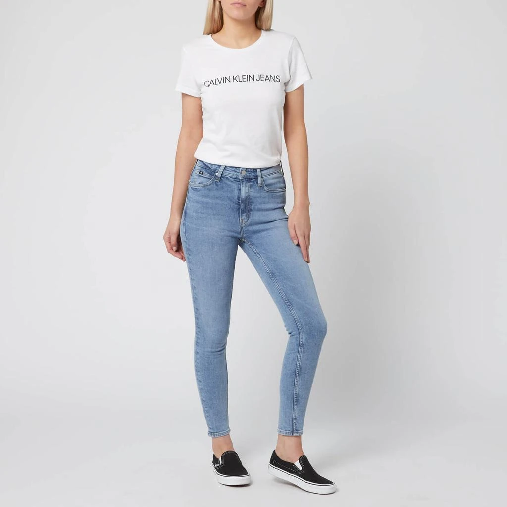 商品Calvin Klein|Calvin Klein Jeans Women's Institutional Logo Slim Fit T-Shirt - Bright White,价格¥118,第3张图片详细描述