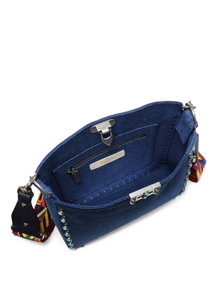 商品Valentino|Rolling Rockstud Small Guitar-Strap Denim Hobo Bag,价格¥9722,第2张图片详细描述