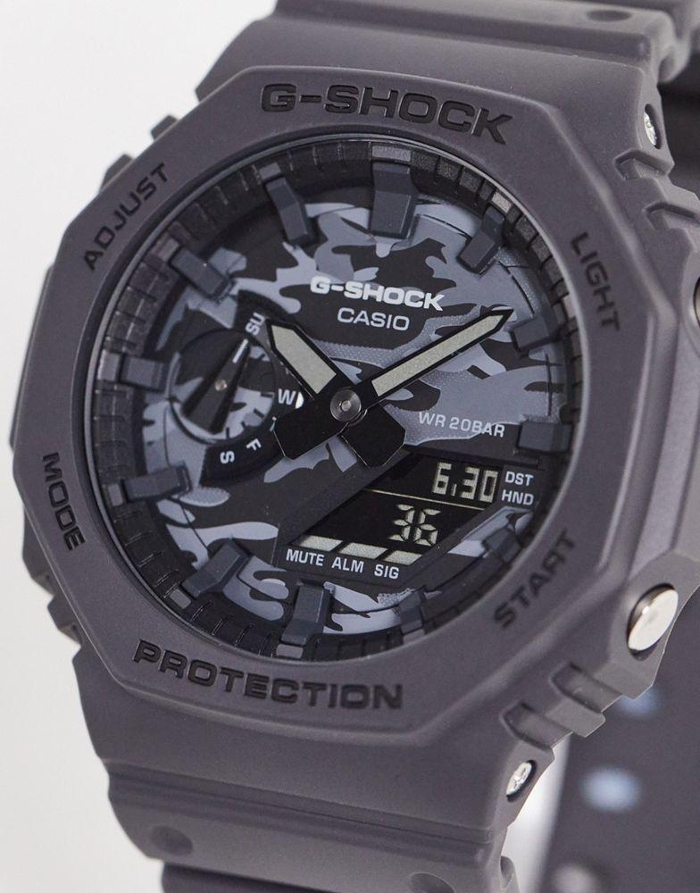 商品Casio|Casio G-Shock mens silicone watch with camo dial in grey,价格¥750,第1张图片
