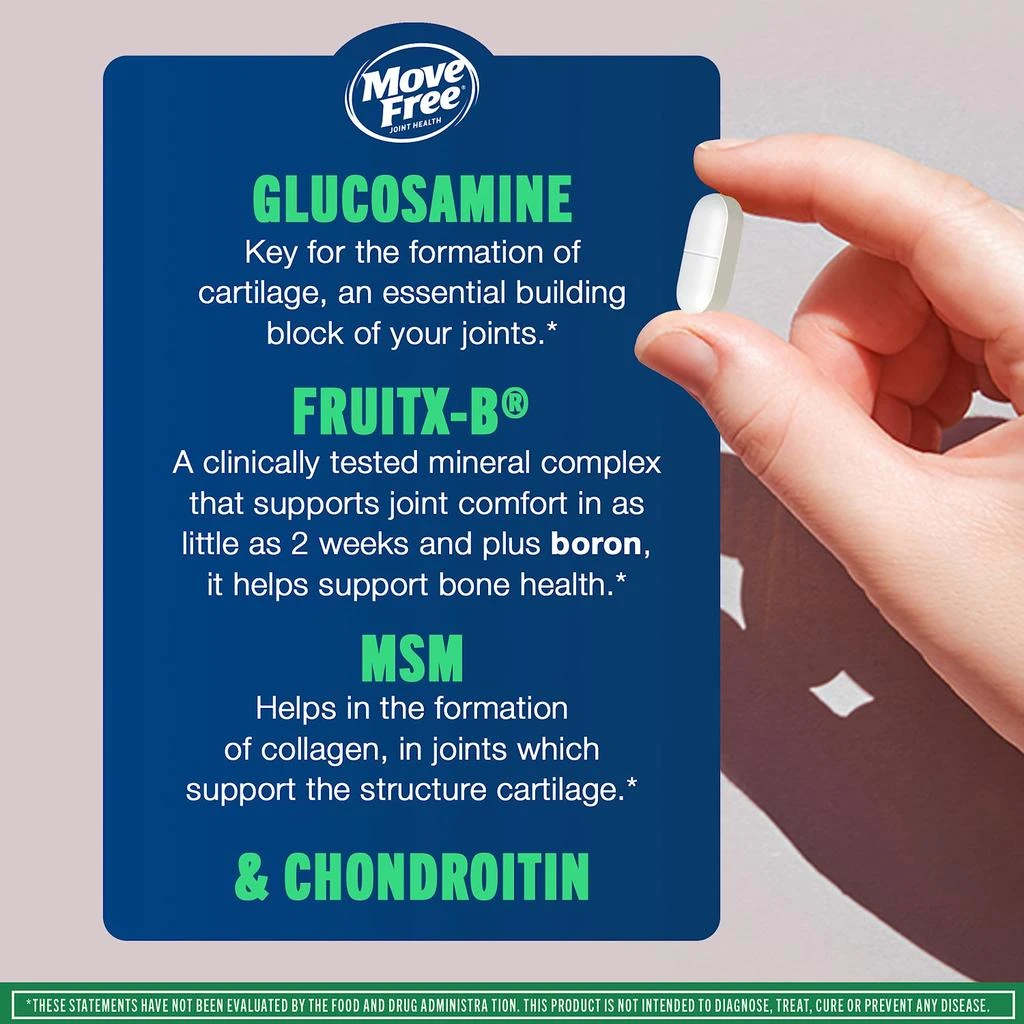 商品Move Free|Move Free Advanced Glucosamine Chondroitin MSM Joint Support Supplement, Supports Mobility Comfort Strength Flexibility & Bone - 120 Count (Pack of 3),价格¥211,第3张图片详细描述