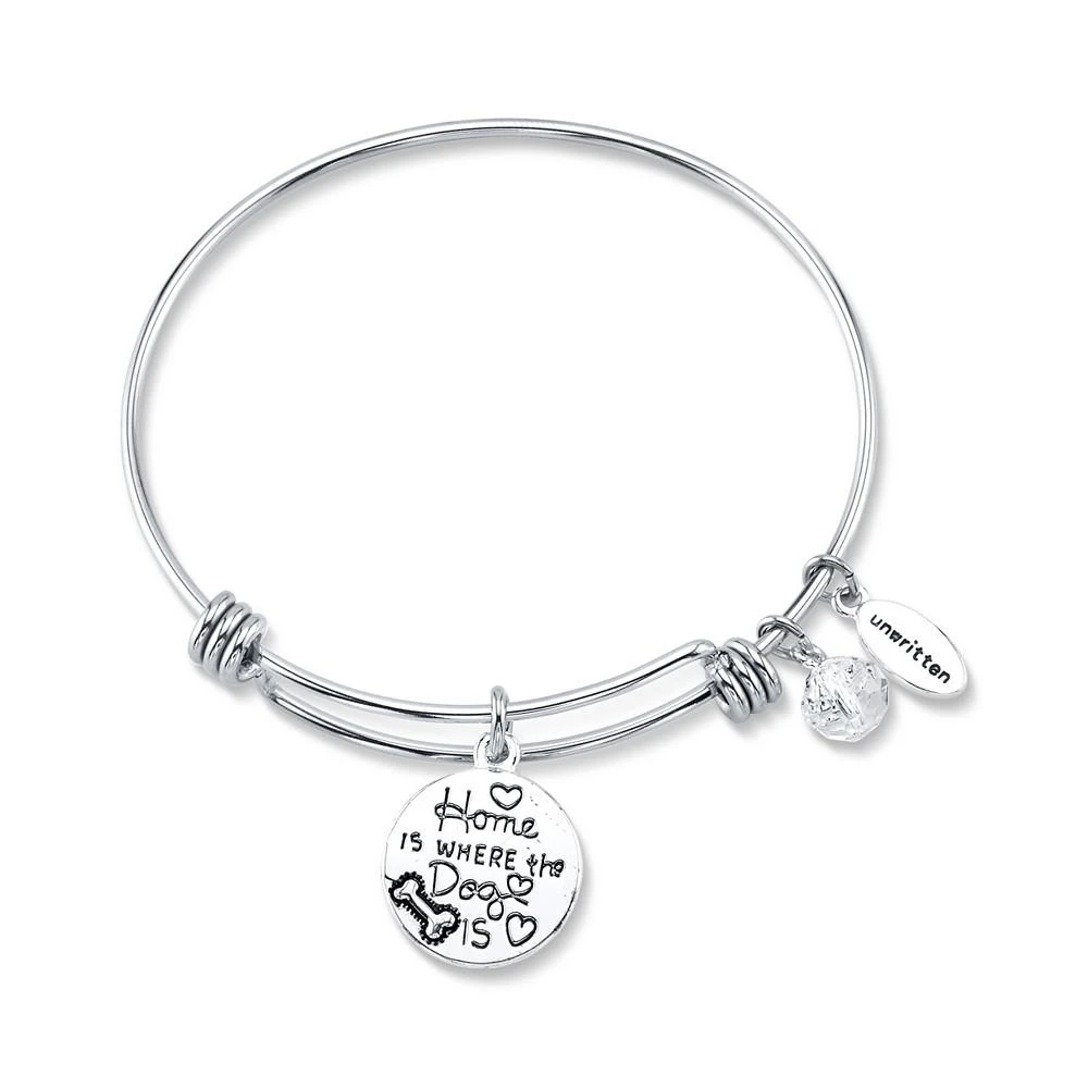 商品Unwritten|Dog Charm and Crystal Adjustable Bracelet in Stainless Steel,价格¥206,第3张图片详细描述