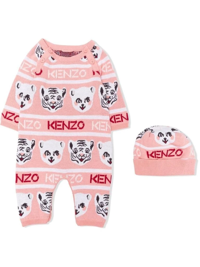 商品Kenzo|Kenzo Infant Fuschia Intarsia-Logo Babygrow And Hat Set, Size 6M,价格¥385,第1张图片