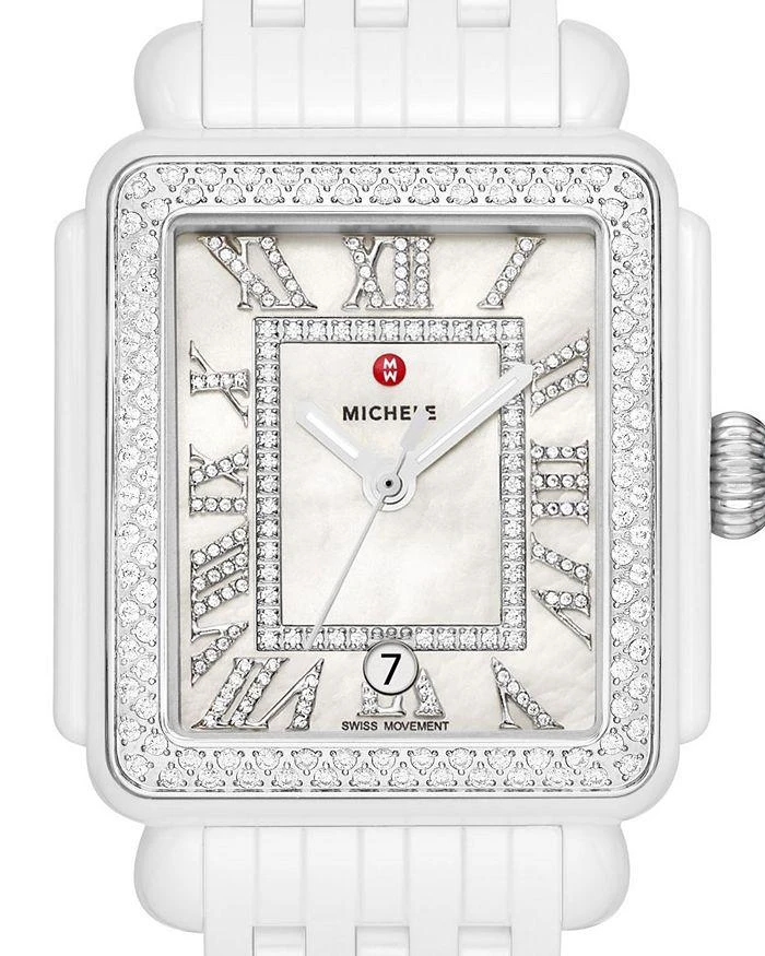 商品Michele|Deco Madison White Ceramic Diamond Watch, 33mm x 35mm,价格¥30710,第3张图片详细描述