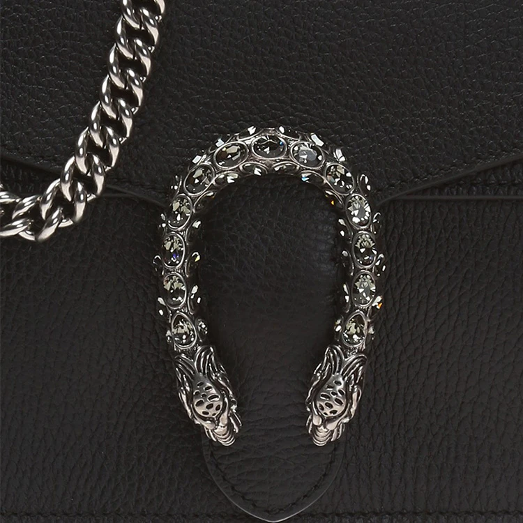 商品[国内直发] Gucci|古驰 Dionysus 酒神 百搭纯色虎头扣链条 皮革 手提斜挎单肩包 小号 女款 黑色,价格¥13292,第6张图片详细描述