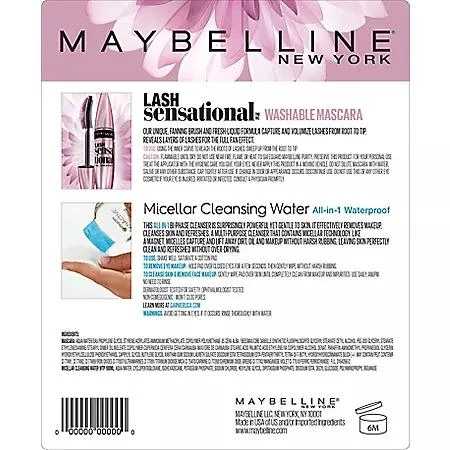 商品Maybelline|Maybelline Lash Sensational Washable Mascara and Garnier Micellar Cleansing Water Kit,价格¥124,第2张图片详细描述