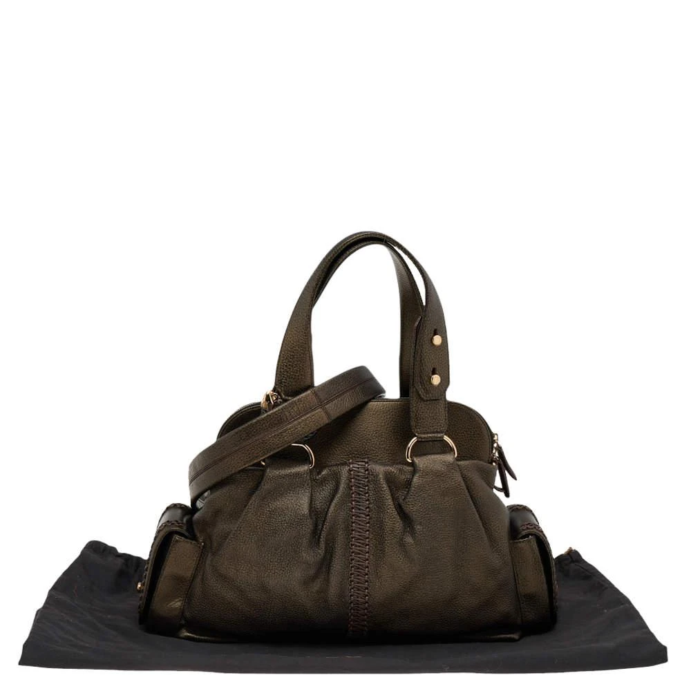 Bvlgari Metallic Dark Brown Leather Leoni Satchel 商品