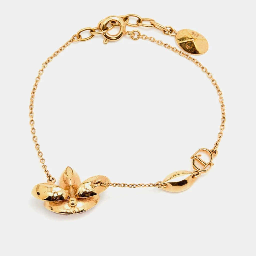 商品[二手商品] Dior|Dior Gold Tone Pink Floral Crystal Bracelet,价格¥3401,第3张图片详细描述