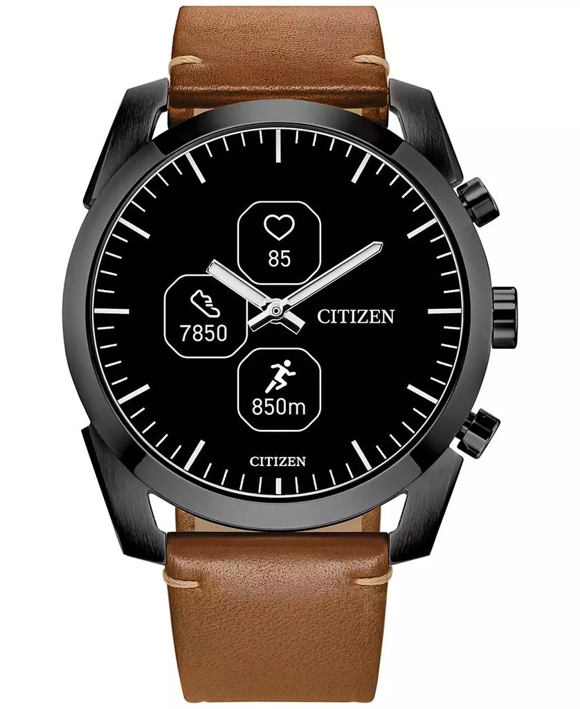 商品Citizen|Men's CZ Smart Hybrid Sport Brown Leather Strap Smart Watch 43mm,价格¥2511,第1张图片