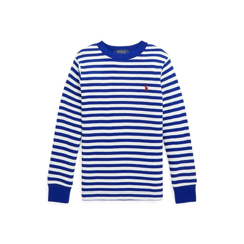 商品Ralph Lauren|Toddler and Little Boys Thermal Striped Waffle Long Sleeve T-shirt,价格¥74,第1张图片