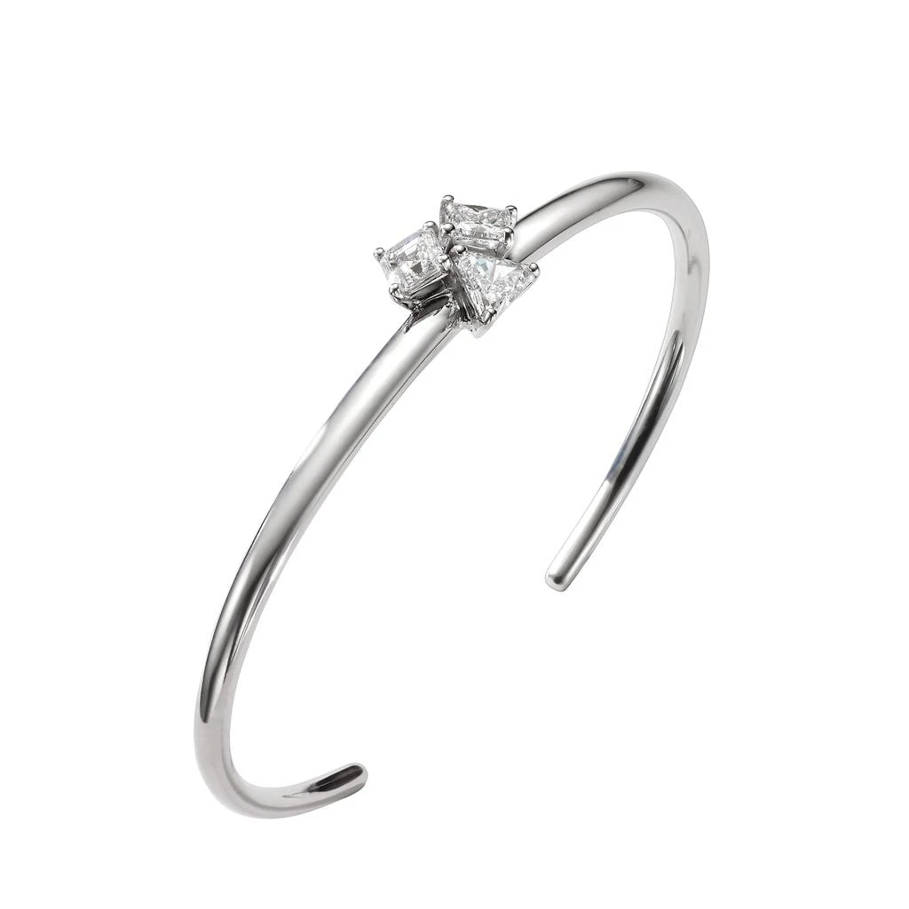 商品AME|Âme Trio 18K White Gold, Lab-Grown Diamond 1.90ct. tw. Triple Stone Cuff Bracelet,价格¥25135,第1张图片