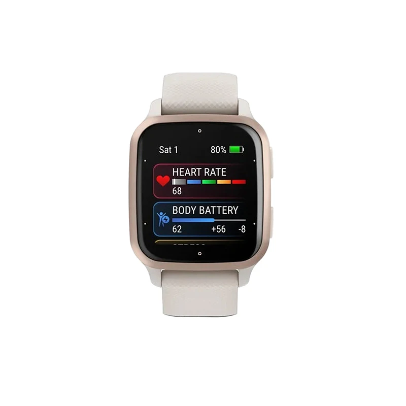 商品Garmin|GARMIN 男女同款粉色精钢表盘白色硅胶表带多功能智能手表37MM,价格¥2265,第1张图片