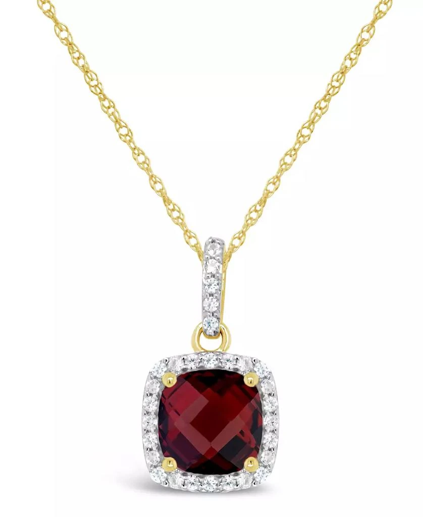 商品Macy's|Garnet Peridot (2 ct. t.w.) and Lab Grown White Sapphire (1/6 ct. t.w.) Pendant Necklace in 10k Yellow Gold. Also Available in Peridot),价格¥1355,第1张图片