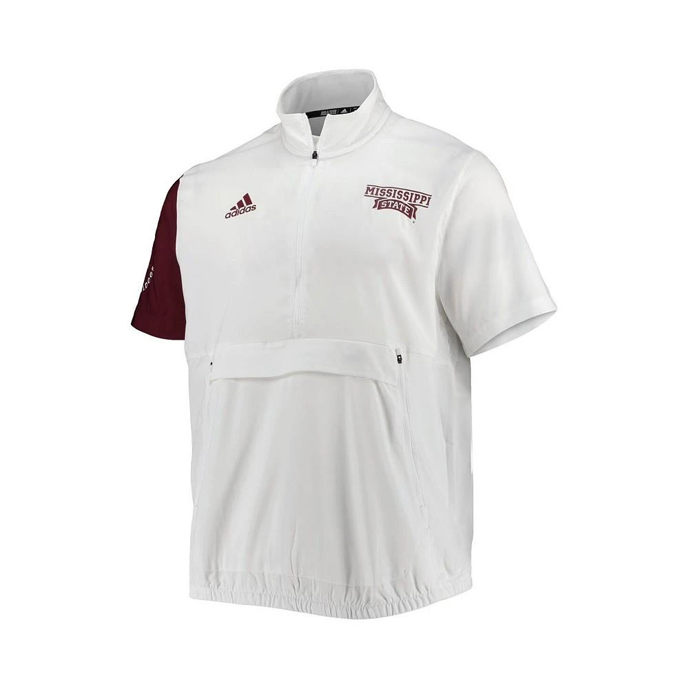 商品Adidas|Men's White Mississippi State Bulldogs M STM AEROREADY Half-Zip Jacket,价格¥381,第2张图片详细描述