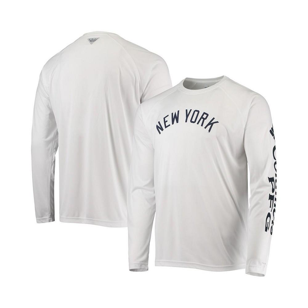 Men's White New York Yankees Terminal Tackle Omni-Shade Raglan Long Sleeve T-shirt商品第3张图片规格展示
