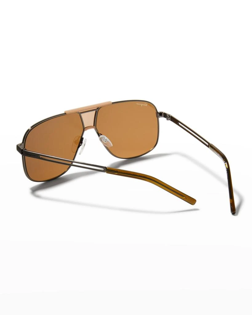 商品Salvatore Ferragamo|Men's Double-Bridge Metal Aviator Sunglasses,价格¥2499,第2张图片详细描述