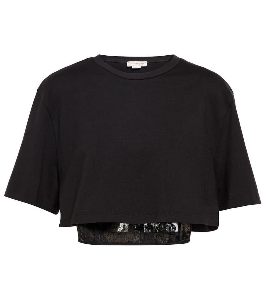 Lace corset cotton T-shirt商品第1张图片规格展示