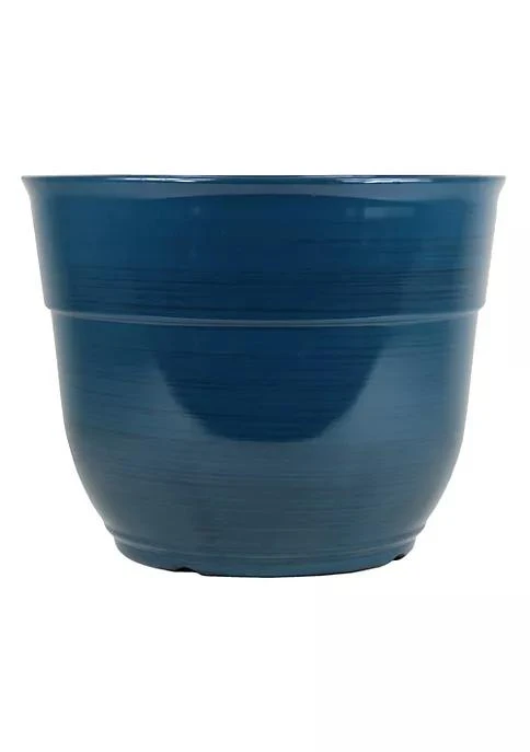 商品Garden Elements|Elements Garden Elements Glazed Brushed Happy Large Plastic Planter Dark Teal 15 Inch,价格¥196,第1张图片