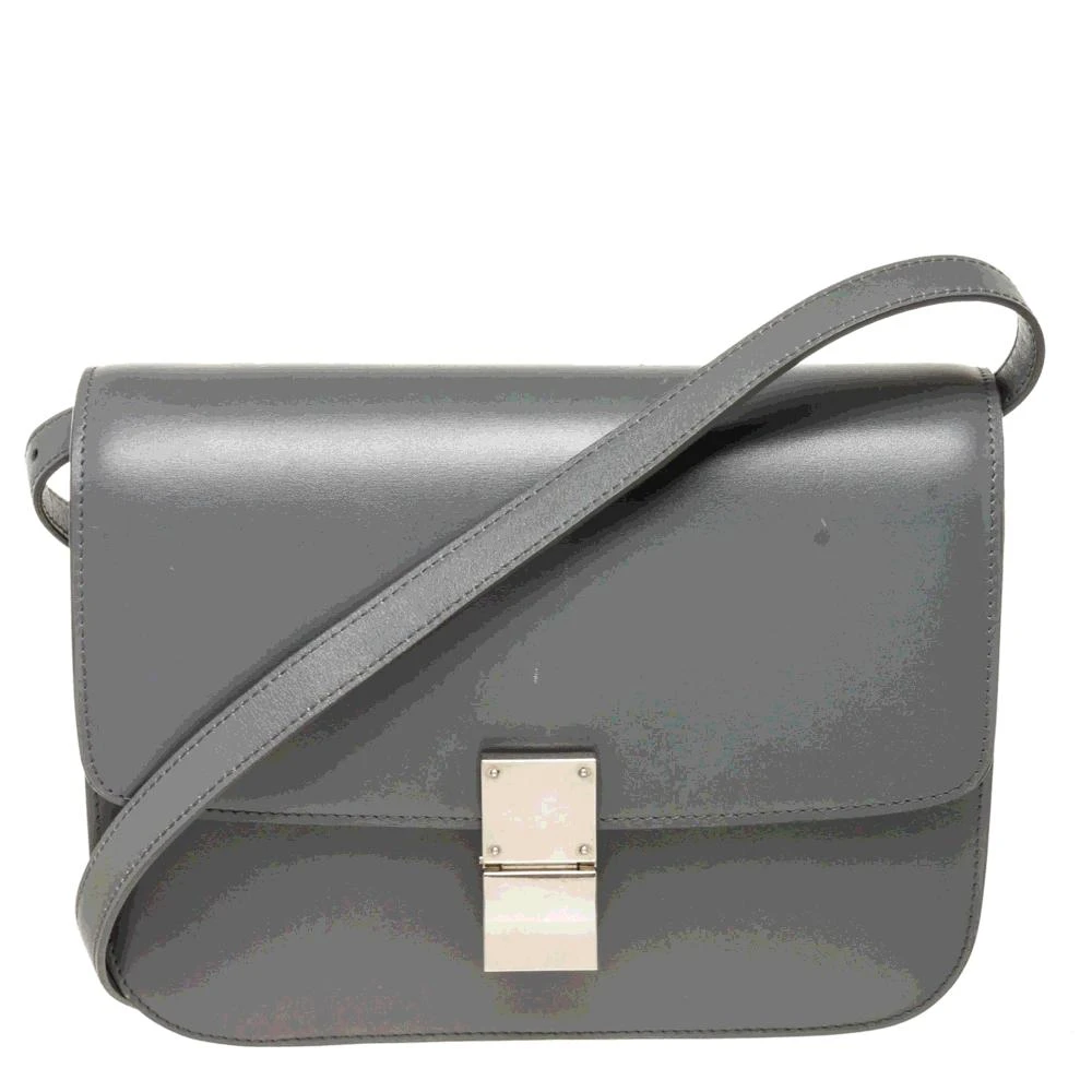 商品[二手商品] Celine|Celine Grey Leather Box Classic Medium Shoulder Bag,价格¥22835,第1张图片