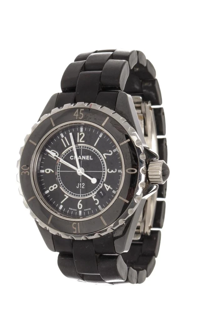 商品[二手商品] Chanel|Chanel Black Ceramic J12 Quartz 33mm Midsize Watch H0681,价格¥23807,第1张图片